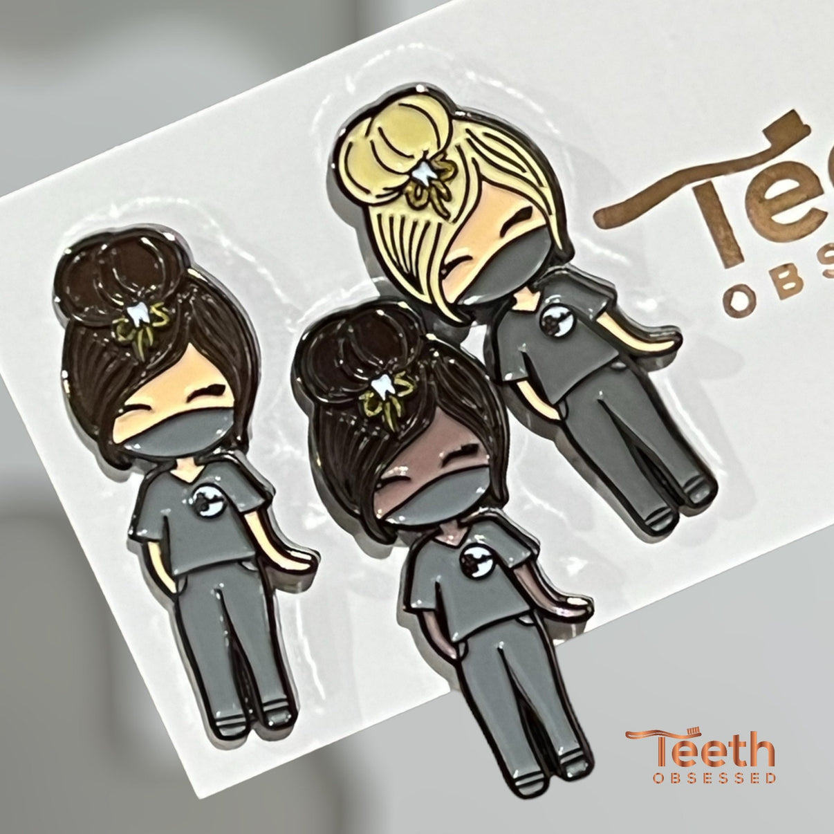 Dental Team Pin Blonde, Brown and Dark