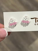 Dental Ballet Earrings, Tutu Teeth Earrings, Tooth Fairy Earrings, Dental Hygiene Gift, Dental Gift, Dental Assistant, Dental Hygiene