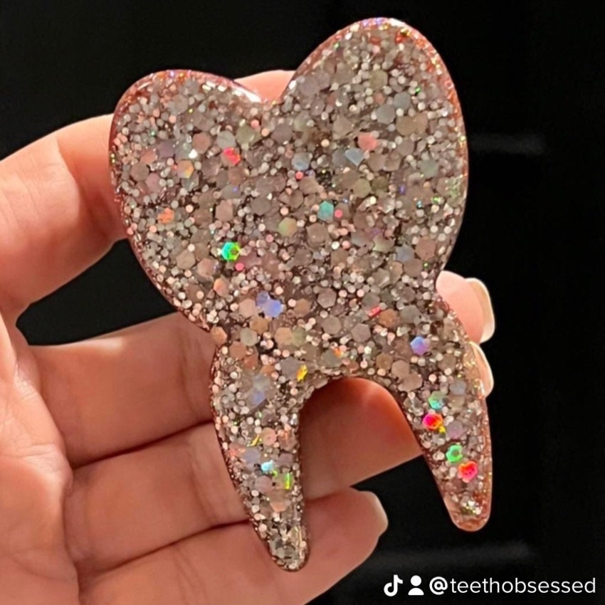 Glitter Tooth Phone Grip: Dental Hygiene Gift