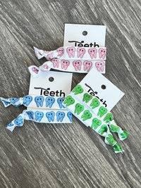 Smiling Teeth Hairbow: Green, Blue and Pink