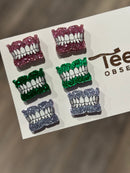 Typodont Earrings: Pink, Green and Purple