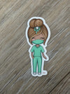 Dental Team Sticker in Green Scrubs