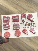 Pink Dental Earrings: Typodont, Denture, Large Molar, Small Molar, and Dental Crown
