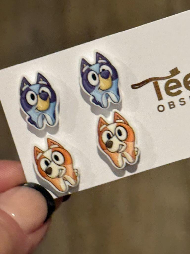 Blue Dog Earrings: Handmade Resin Cartoon Dog Lover Jewelry