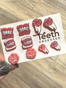 Pink Dental Earrings: Typodont, Denture, Large Molar, Small Molar, and Dental Crown
