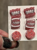 Pink Dental Earrings: Typodont, Denture, Large Molar, Small Molar, and Dental Crown