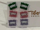 Glitter Typodont Earrings: Green, Pink, Purple