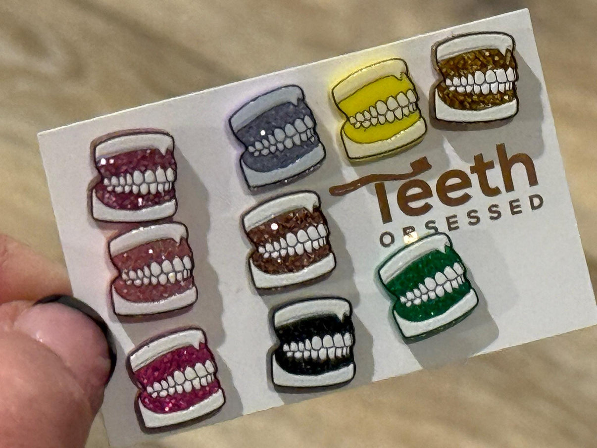 Glitter Molar Earrings: Dental Assistant Gift, Tooth Jewelry