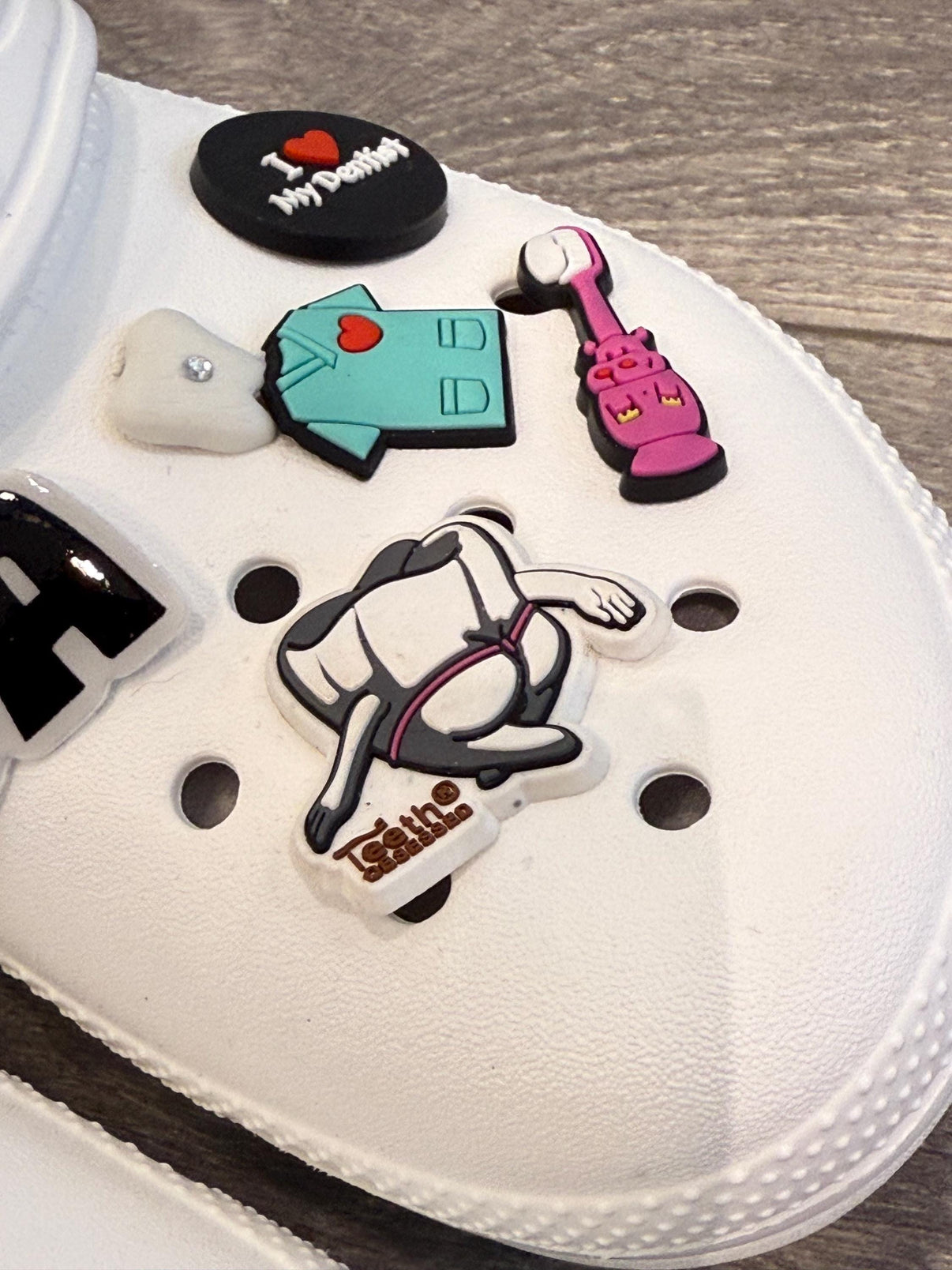 Dental Croc Charm, Tooth Charm, Mrs Flossy Charm, Teeth Shoe Charm