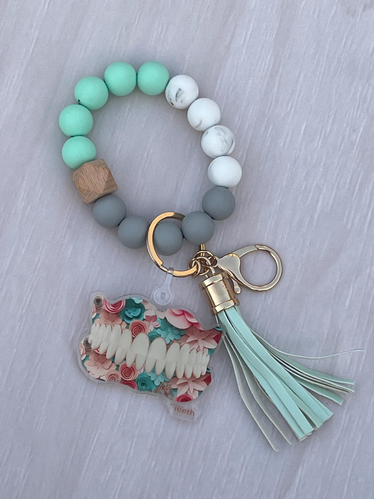 Pink Glitter Tooth Dental Keychain