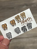 Glitter Cheetah Tooth Stud Earrings: Dental Hygienist Gift