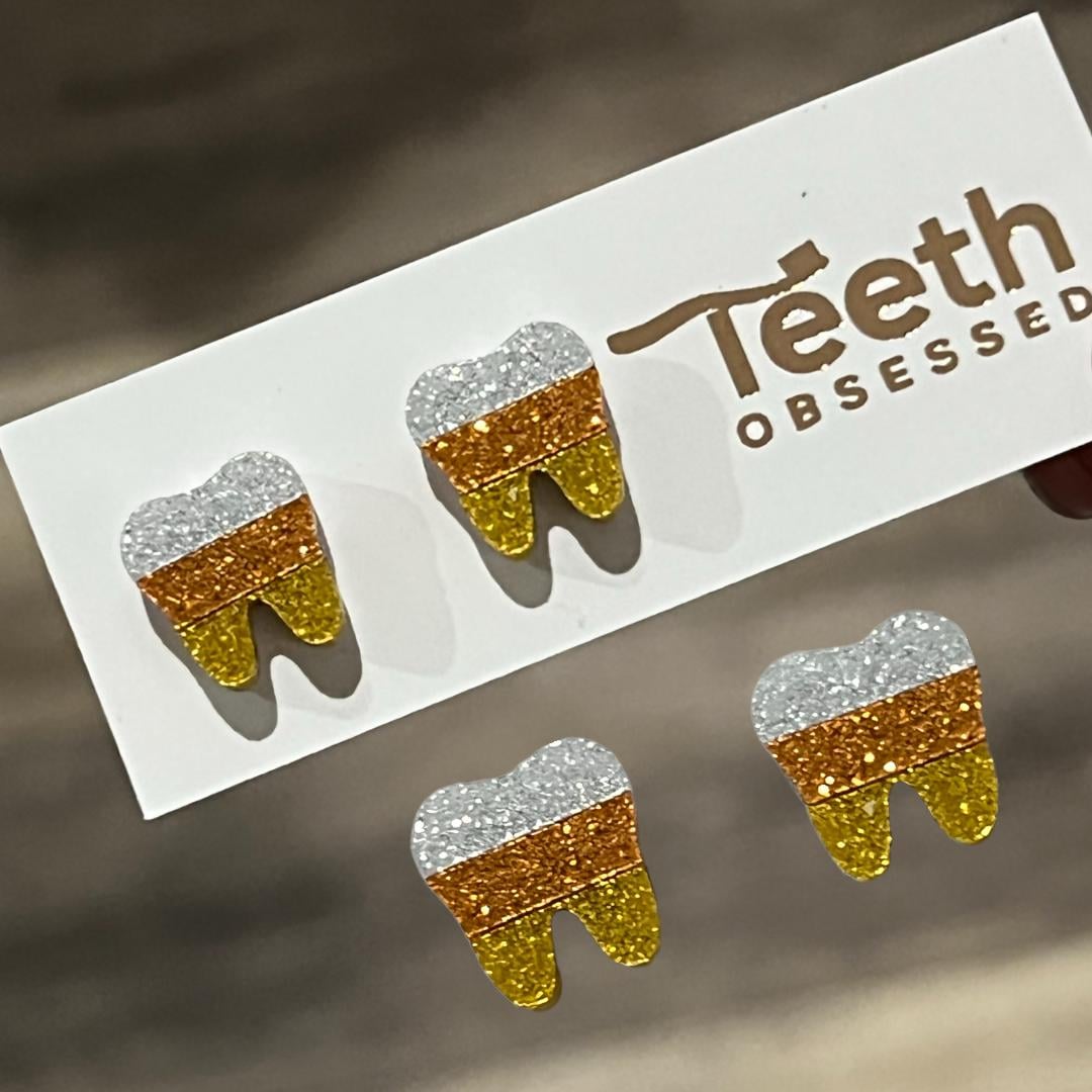 Dental Earrings, Candy Corn Tooth, Ortho Earrings, Dental Assistant, Thanksgiving Teeth, Dental Earrings, Teeth Earrings, Dental Gift