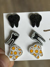 Dental Daisy , RCT and Black Glitter Earrings