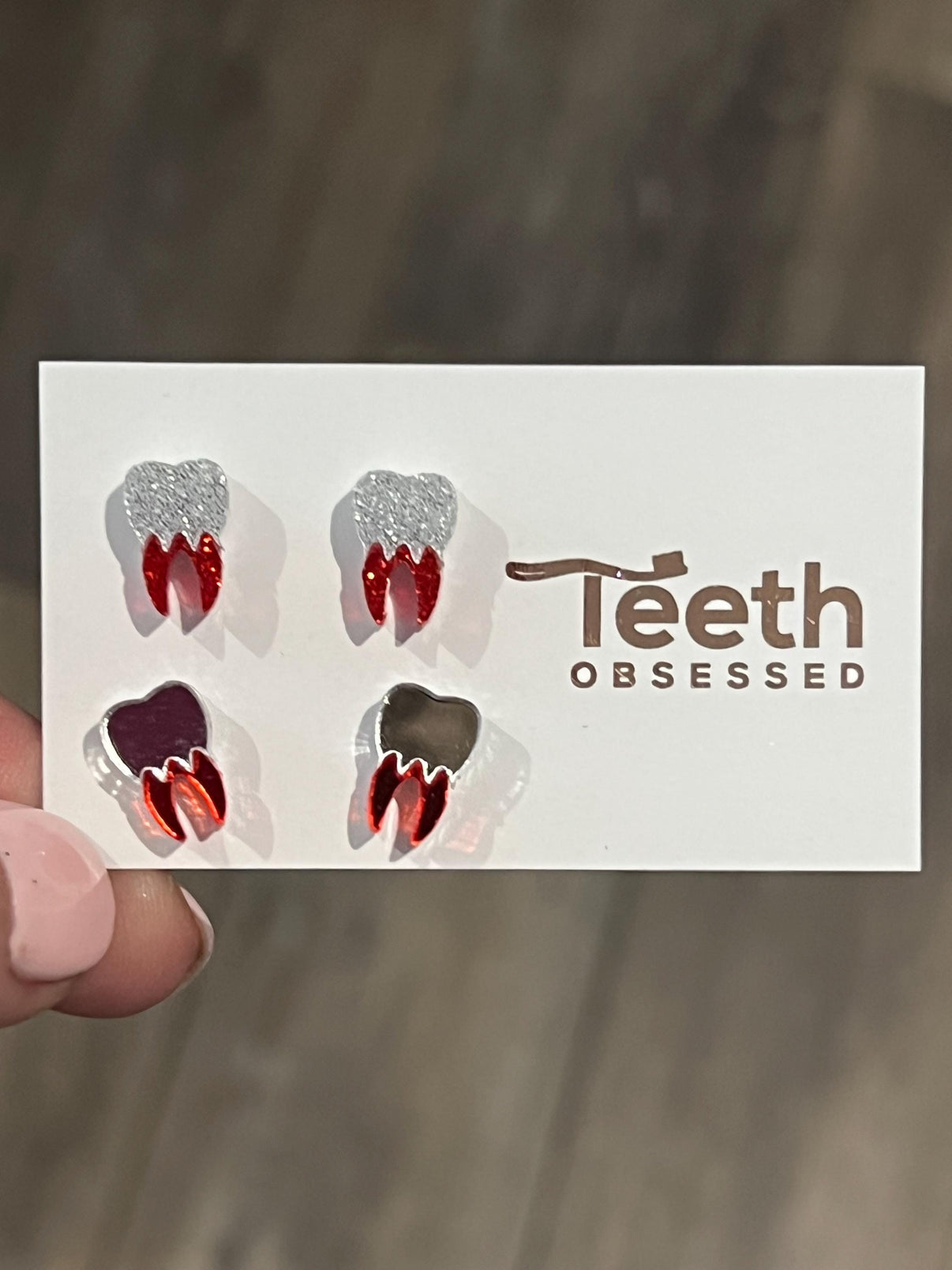 Bloody Tooth Earrings: Glitter and Glass