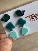 Dental Whale Mint Turquoise Tooth Earrings | Cute Dentist Jewelry | Dental Assistant & Hygienist Gift |