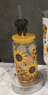 Sunflower Tooth Glass Tumbler: Dental Hygienist Gift with Charm