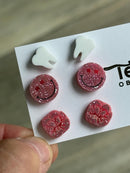 Dental Earring Trio: Tooth, Molar & Pink Smiling Tooth Studs