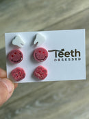 Dental Earring Trio: Tooth, Molar & Pink Smiling Tooth Studs