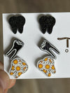 Dental Daisy , RCT and Black Glitter Earrings