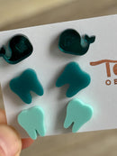 Dental Whale Mint Turquoise Tooth Earrings | Cute Dentist Jewelry | Dental Assistant & Hygienist Gift |