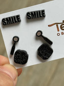 Dental Earring Trio: Smile, Mirror, & Molar Tooth Studs
