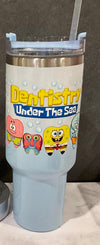 Dental Sponge Starfish Sea Tumbler – 40oz Stainless Steel with Handle & Straw