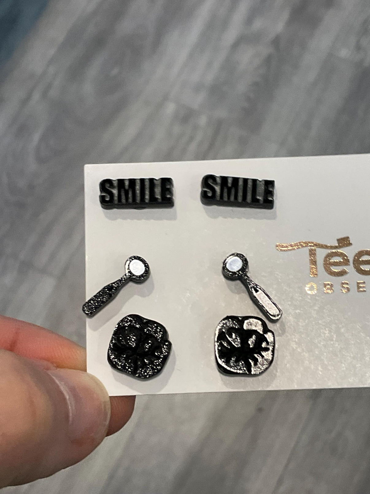 Dental Earring Trio: Smile, Mirror, & Molar Tooth Studs