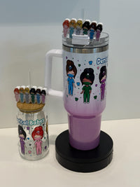 Dental Babe Tooth Tumblers & Glasses w/ Straw Topper – Cute Dental Assistant, Hygienist Dentist Drinkware Gift | Teeth Obsessed