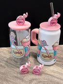 Coffee Tooth Cup with Straw Toppers | Floss, Dental Hygiene & Toothbrush Straw Topper | Dental Gift | Teeth Obsessed