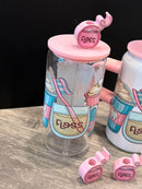 Coffee Tooth Cup with Straw Toppers | Floss, Dental Hygiene & Toothbrush Straw Topper | Dental Gift | Teeth Obsessed