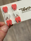 Bubblegum Dental Earrings, Teeth Earrings, Tooth Earrings, Pink Glitter Tooth Earrings, Dental Hygiene Gift Dental Assistant