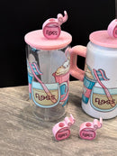 Coffee Tooth Cup with Straw Toppers | Floss, Dental Hygiene & Toothbrush Straw Topper | Dental Gift | Teeth Obsessed