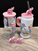 Coffee Tooth Cup with Straw Toppers | Floss, Dental Hygiene & Toothbrush Straw Topper | Dental Gift | Teeth Obsessed