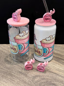 Coffee Tooth Cup with Straw Toppers | Floss, Dental Hygiene & Toothbrush Straw Topper | Dental Gift | Teeth Obsessed