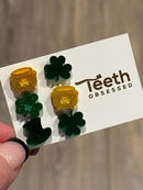 St Patricks Day Dental Earrings, Teeth Earrings, Tooth Earrings, Glitter Tooth Earrings, Dental Hygiene Gift Dental Assistant