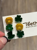 St Patricks Day Dental Earrings, Teeth Earrings, Tooth Earrings, Glitter Tooth Earrings, Dental Hygiene Gift Dental Assistant
