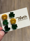 St Patricks Day Dental Earrings, Teeth Earrings, Tooth Earrings, Glitter Tooth Earrings, Dental Hygiene Gift Dental Assistant