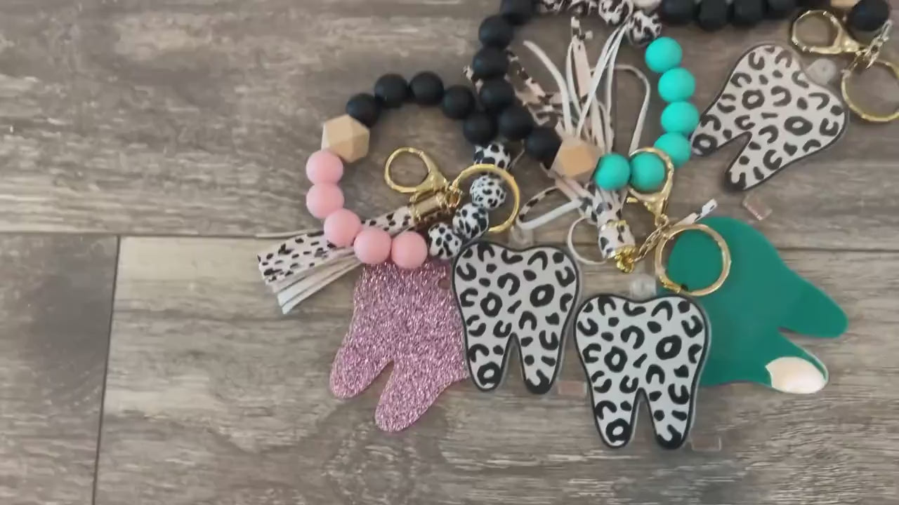 Leopard Print Tooth Keychain: Handmade Dental Gift