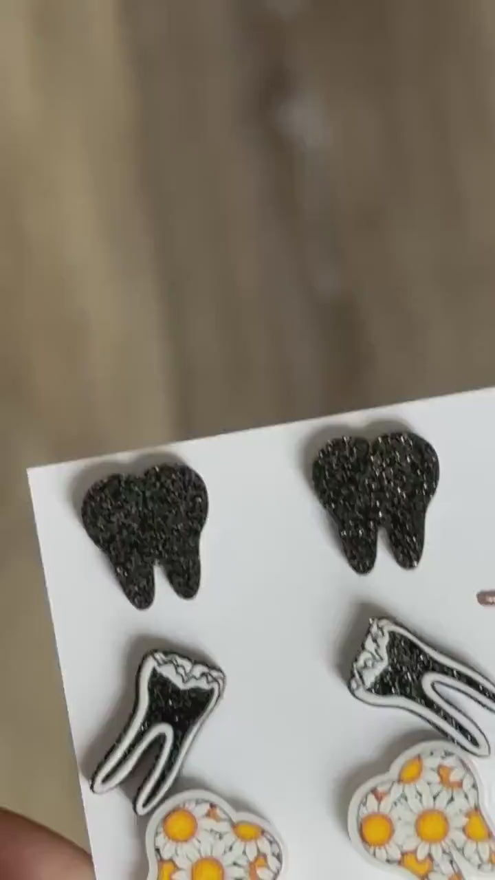 Dental Earring Trio: Black Tooth